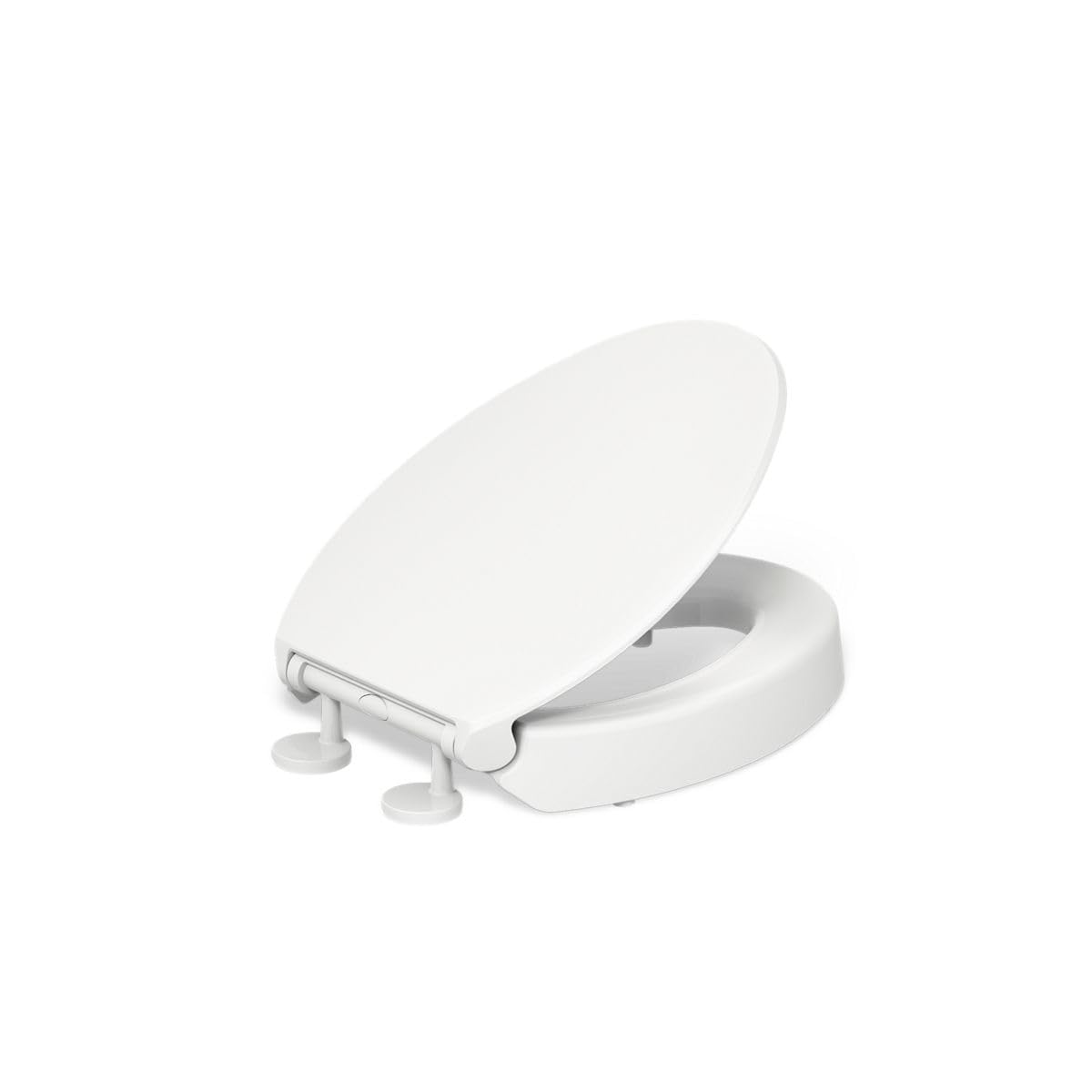 KOHLER 25875-0 Hyten 3" Height, Elevated Soft Close Elongated Toilet Seat, Contoured Seat with Grip-Tight Bumpers, Quick-Attach Hardware, No Slam Toilet Seat, White White Elongated