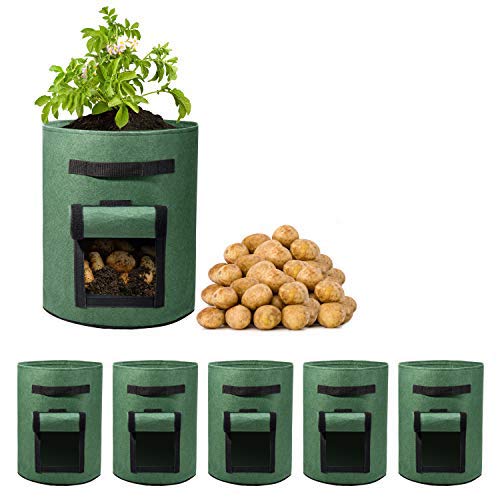 Delxo 10‑Gallon Grow Bags (5‑Pack) with Flap