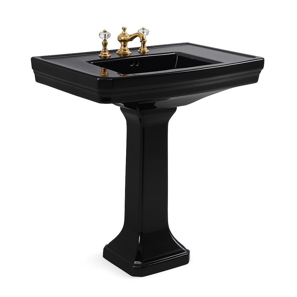 Victoria 32in Black Pedestal Sink