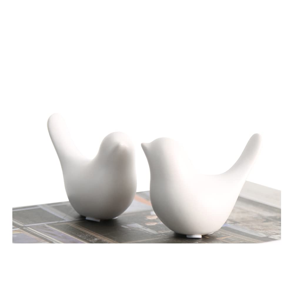 Insiswiner Matte White Ceramic Lovebirds (Pair)