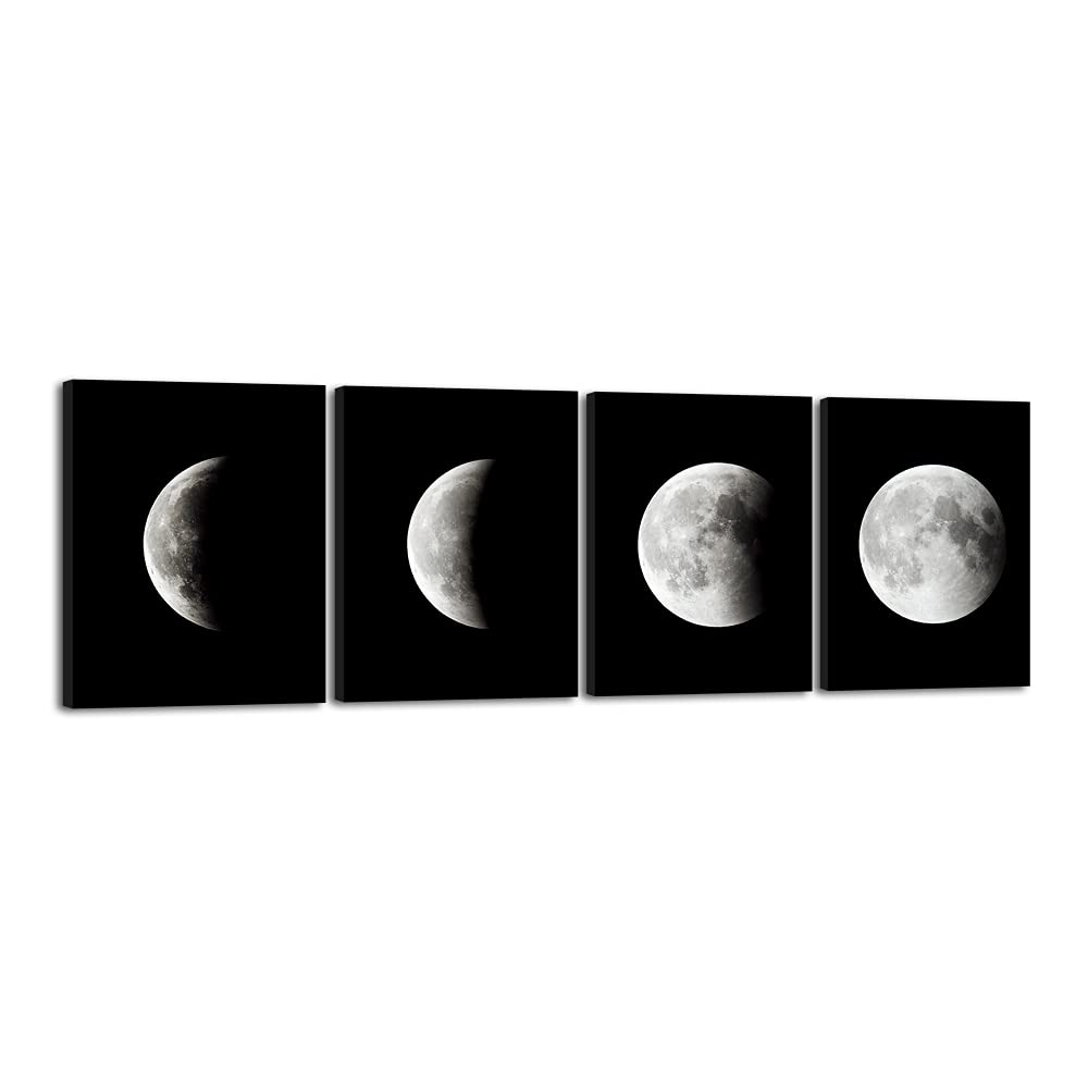 Wieco Art Moon Phases Stretched Canvas Set