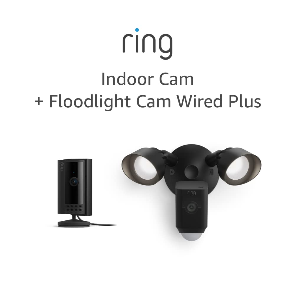 Ring Floodlight Cam Wired Plus with All-new Ring Indoor Cam (Bundle)