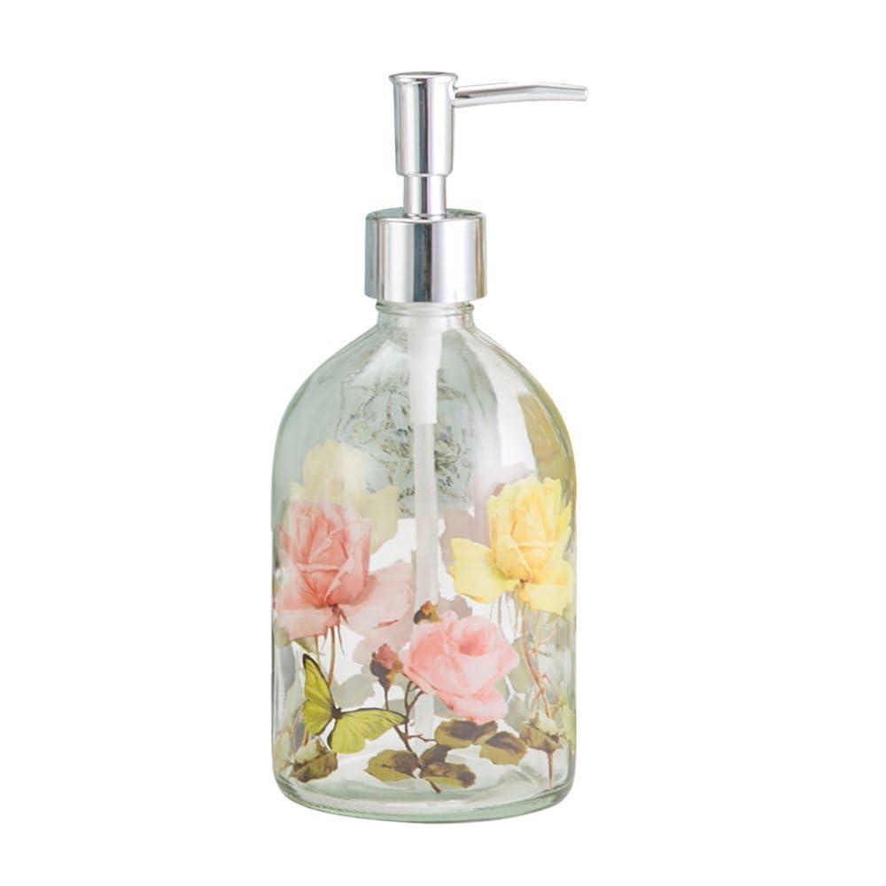 Ivy Home Floral Glass Soap Dispenser