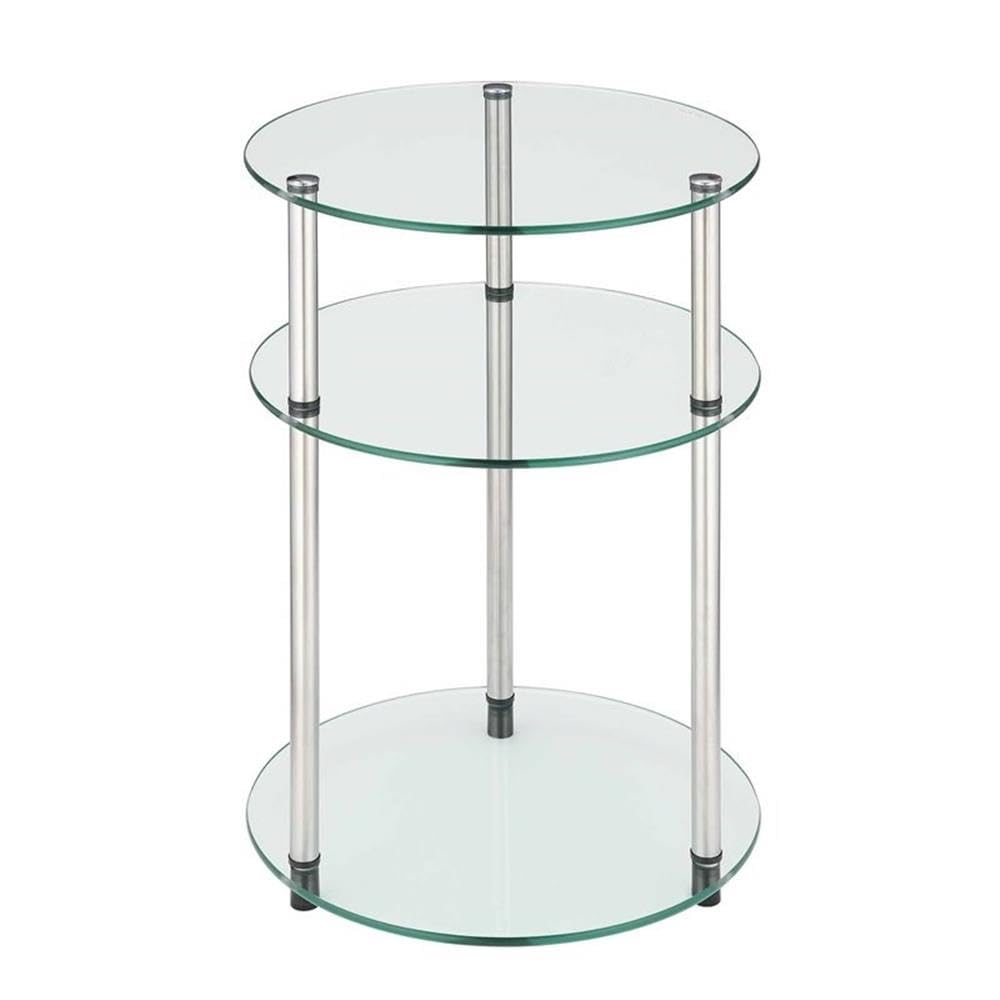 Designs2Go 3-Tier Glass Round End Table