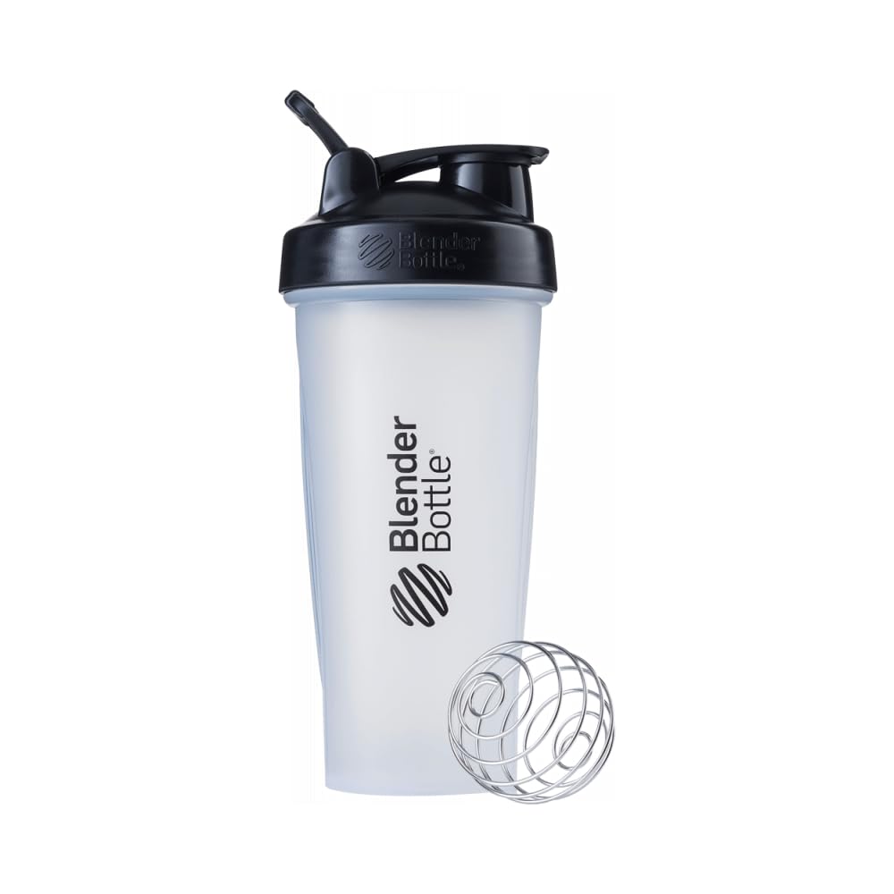 BlenderBottle Classic Shaker Bottle Perfect for Protein Shakes and Pre Workout, 28-Ounce, Clear/Black