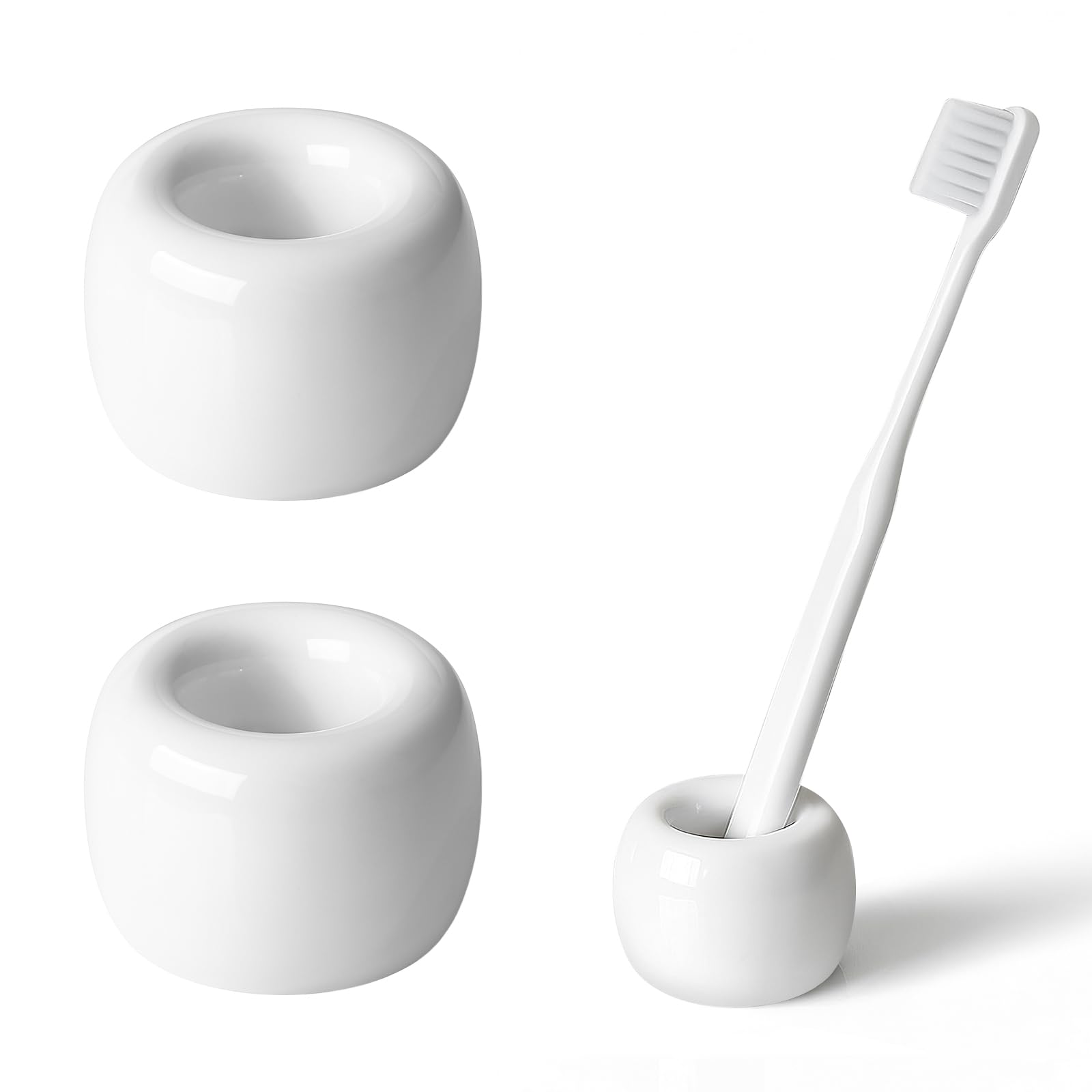 AirMoon Mini Ceramic Toothbrush Holder — White