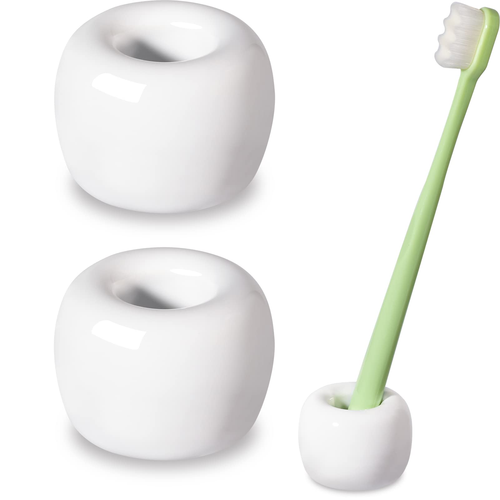 Travel-Friendly Mini Ceramic Toothbrush Holders — 2-Pack