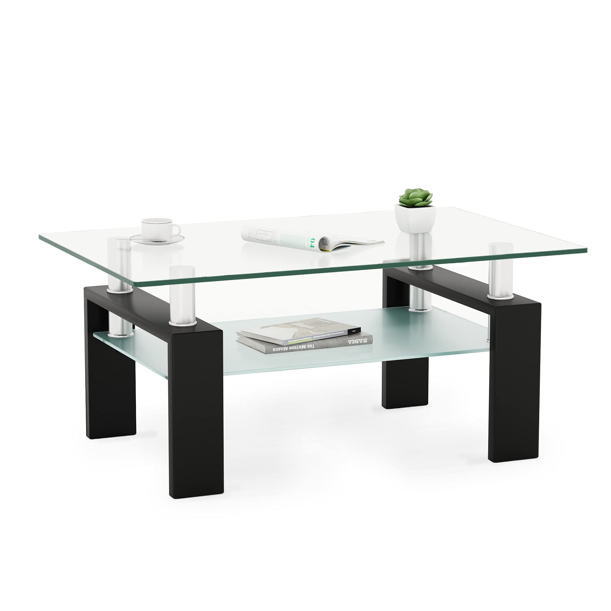IANIYA Rectangle Glass Coffee Table