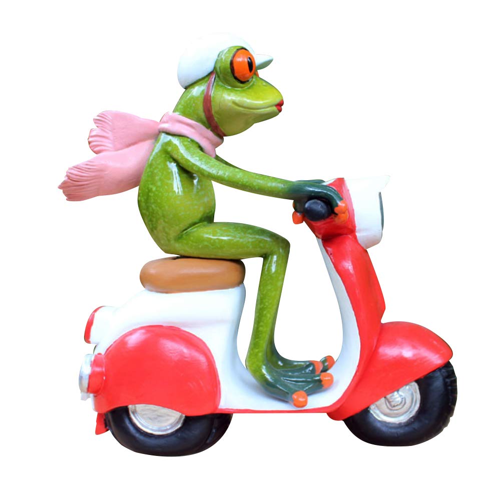 Dorlotou Frog Figurine on Motorcycle