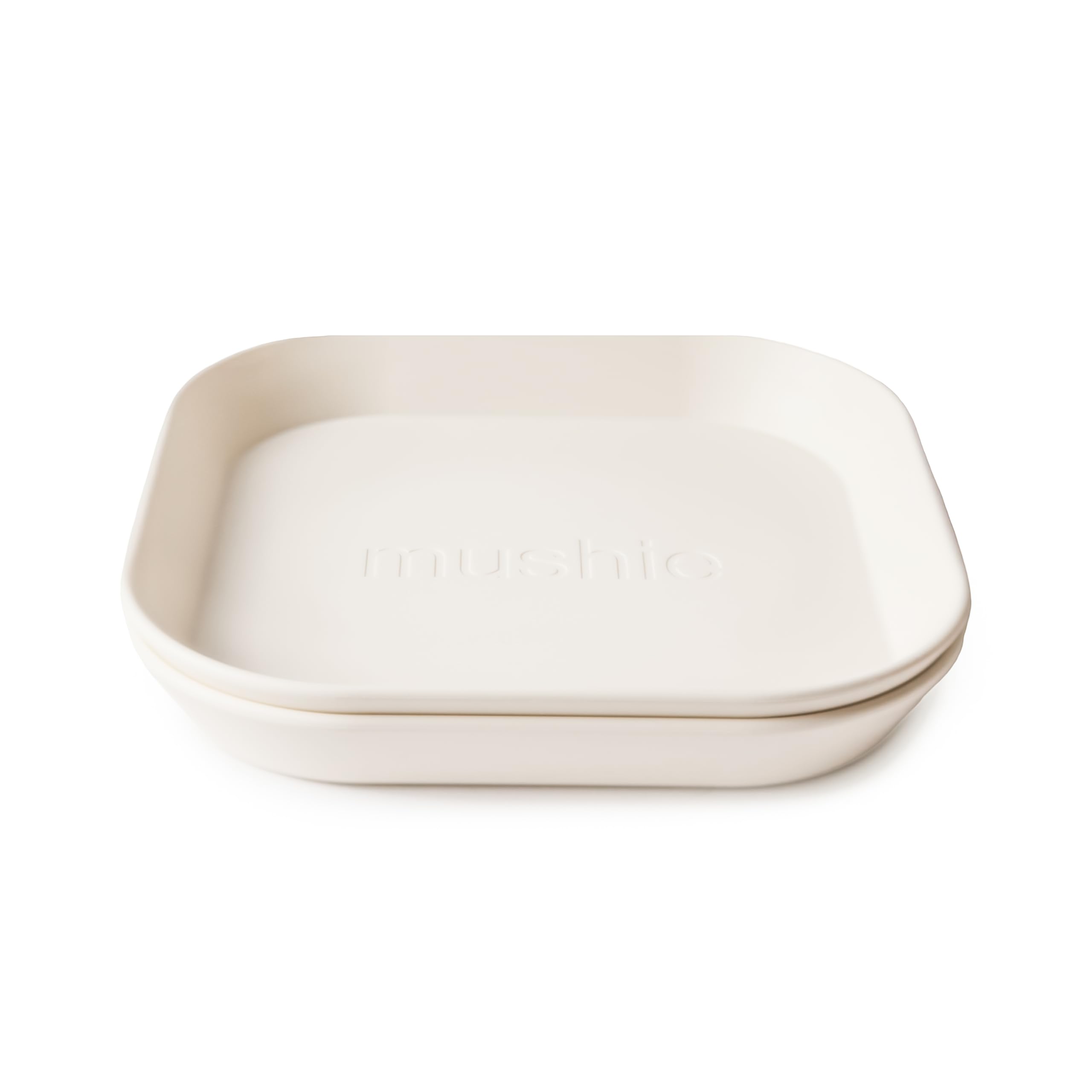 mushie Square Kids Plates (Ivory)