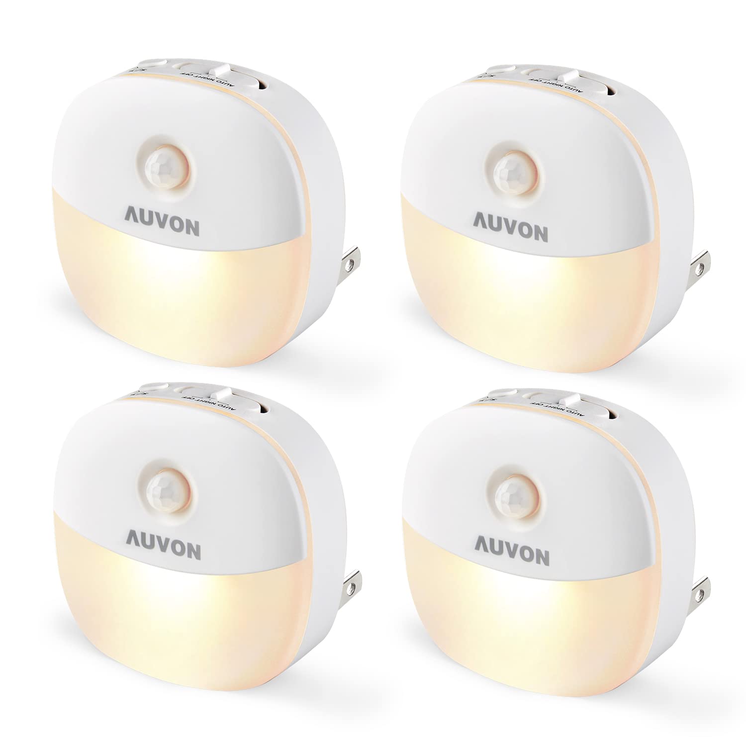 AUVON Plug-In Night Light with Motion Sensor (4-Pack)
