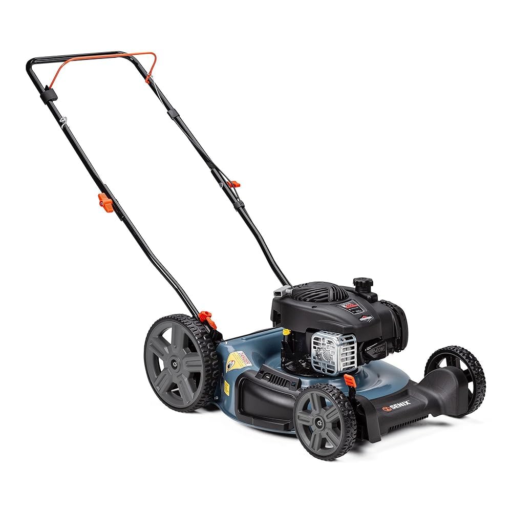 SENIX LSPG-M4 21-Inch Gas Push Lawn Mower with 125 cc 4-Cycle Briggs & Stratton Engine, Mulching and Side Discharge