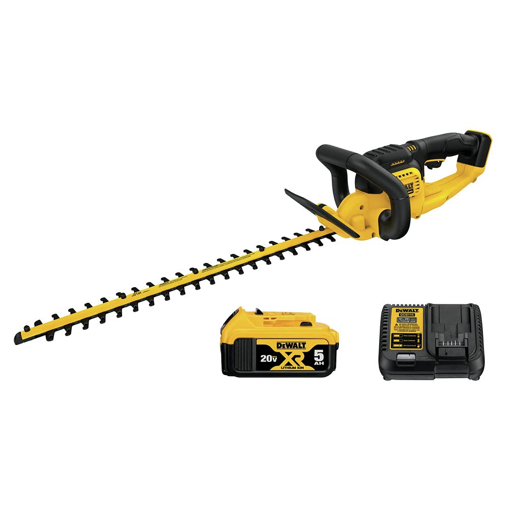DEWALT 20V MAX* Cordless Hedge Trimmer, 5.0 Ah, 22-Inch (DCHT820P1)