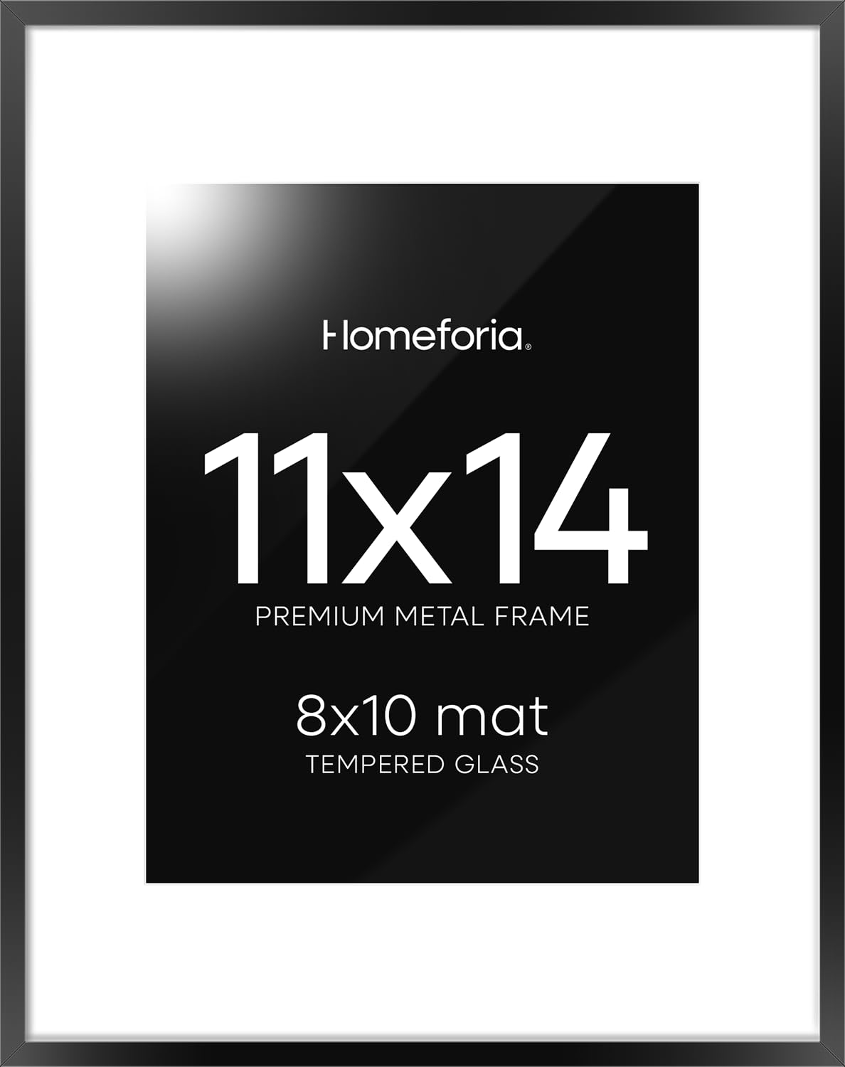 Homeforia Matte Black Aluminum 11x14 Frame with Mat