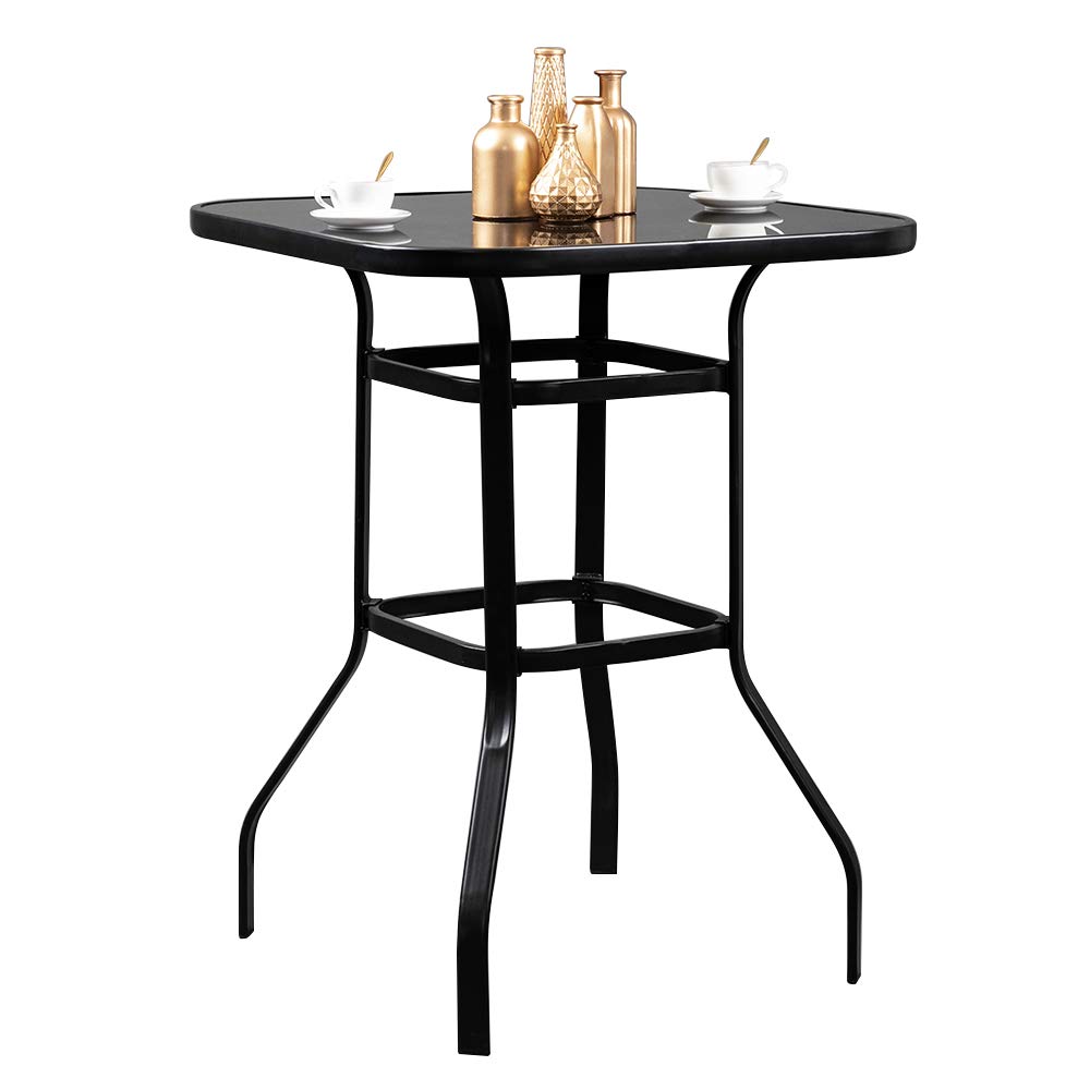 VINGLI 32" Tempered Glass Bar Table