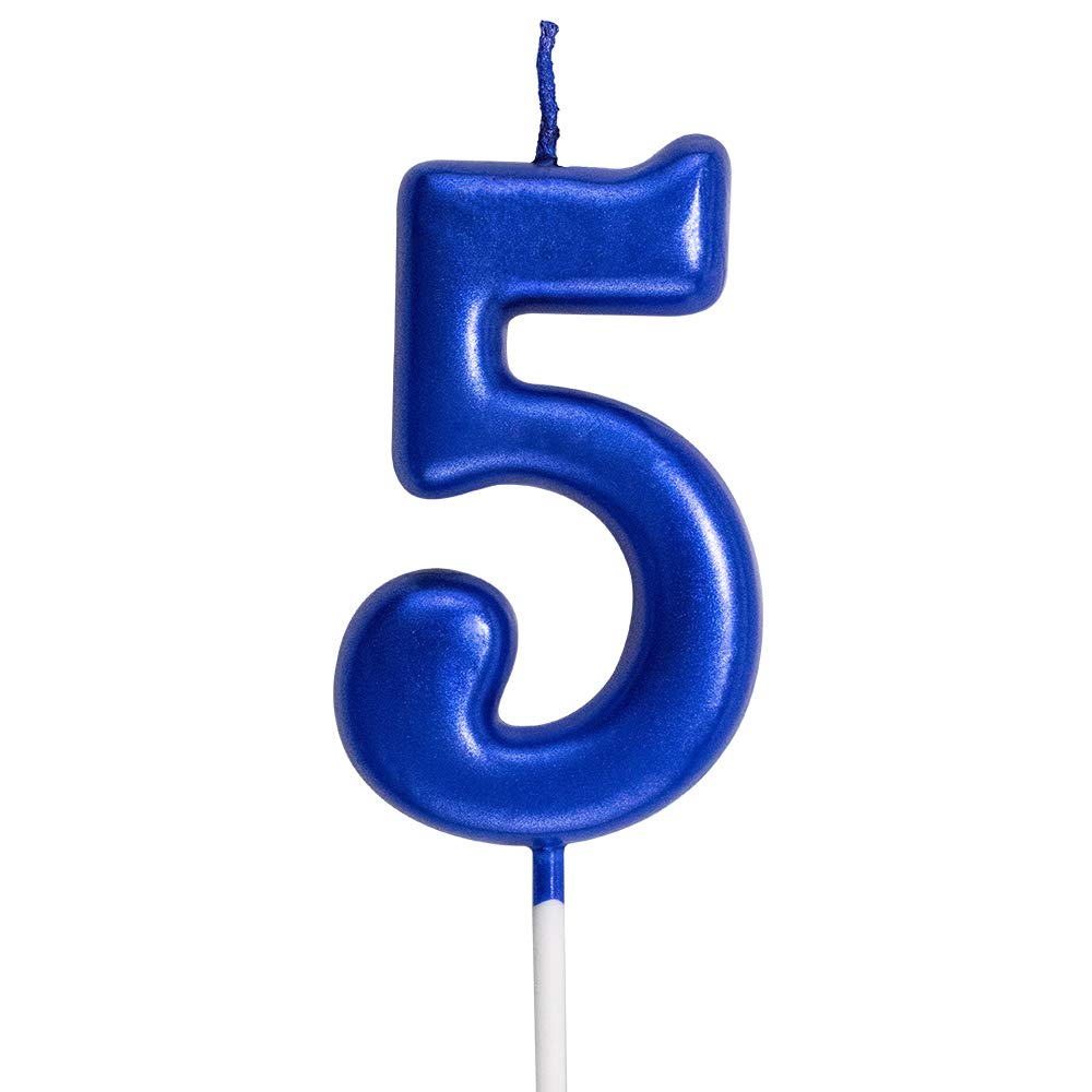 Blue Glitter Number Candle