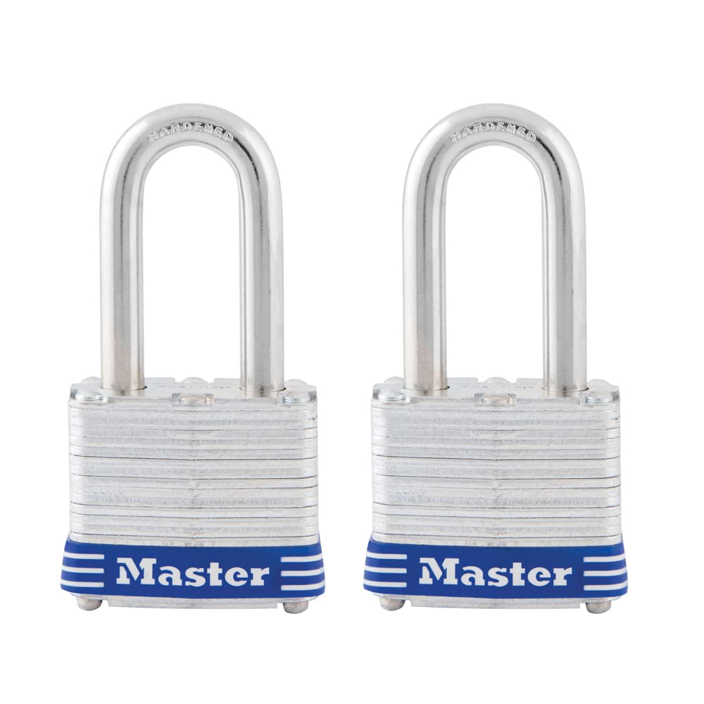 Master Lock 3TLF Laminated Steel Padlock with Key, 2-Pack Keyed-Alike