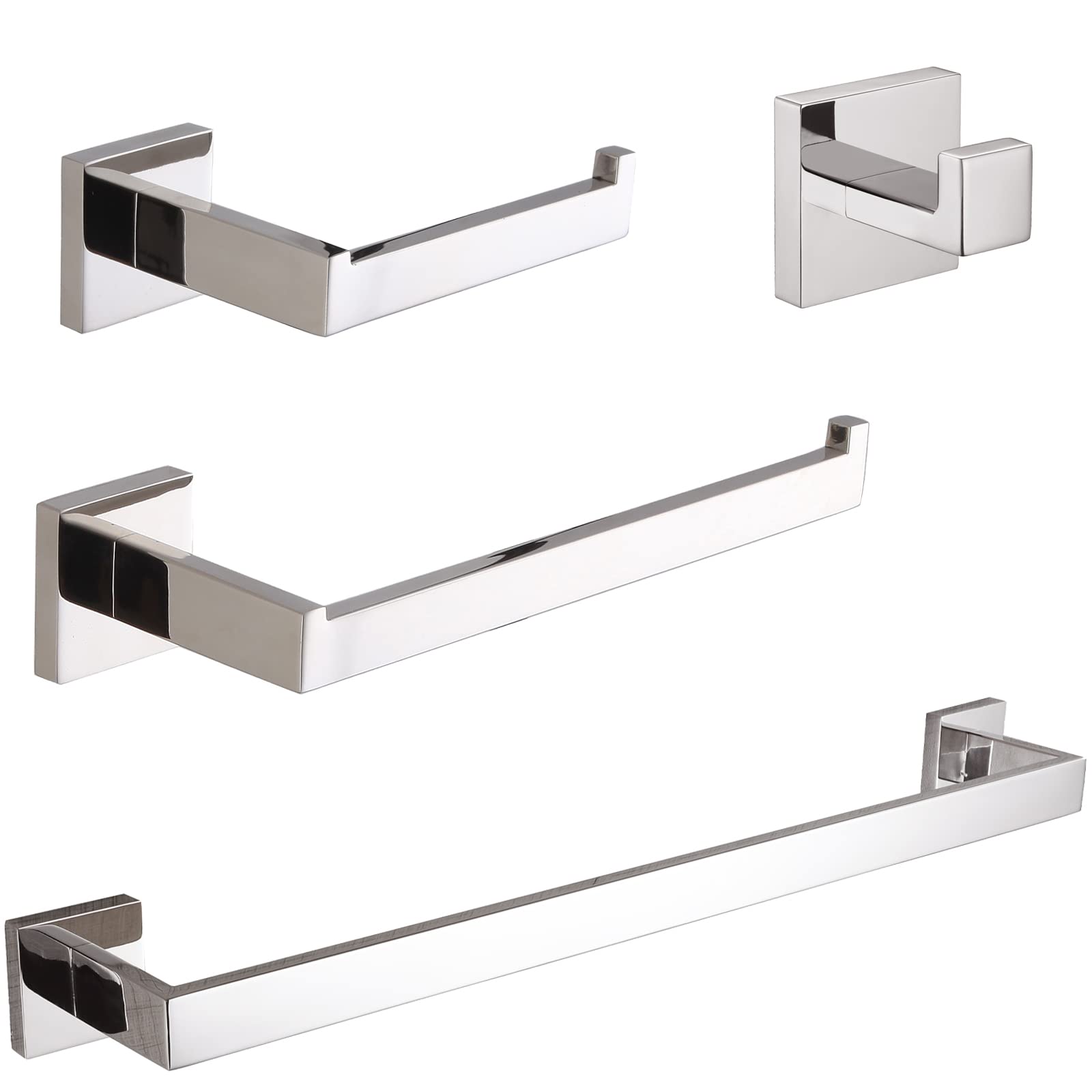 VELIMAX 4-Piece Stainless Bathroom Set (Polished)