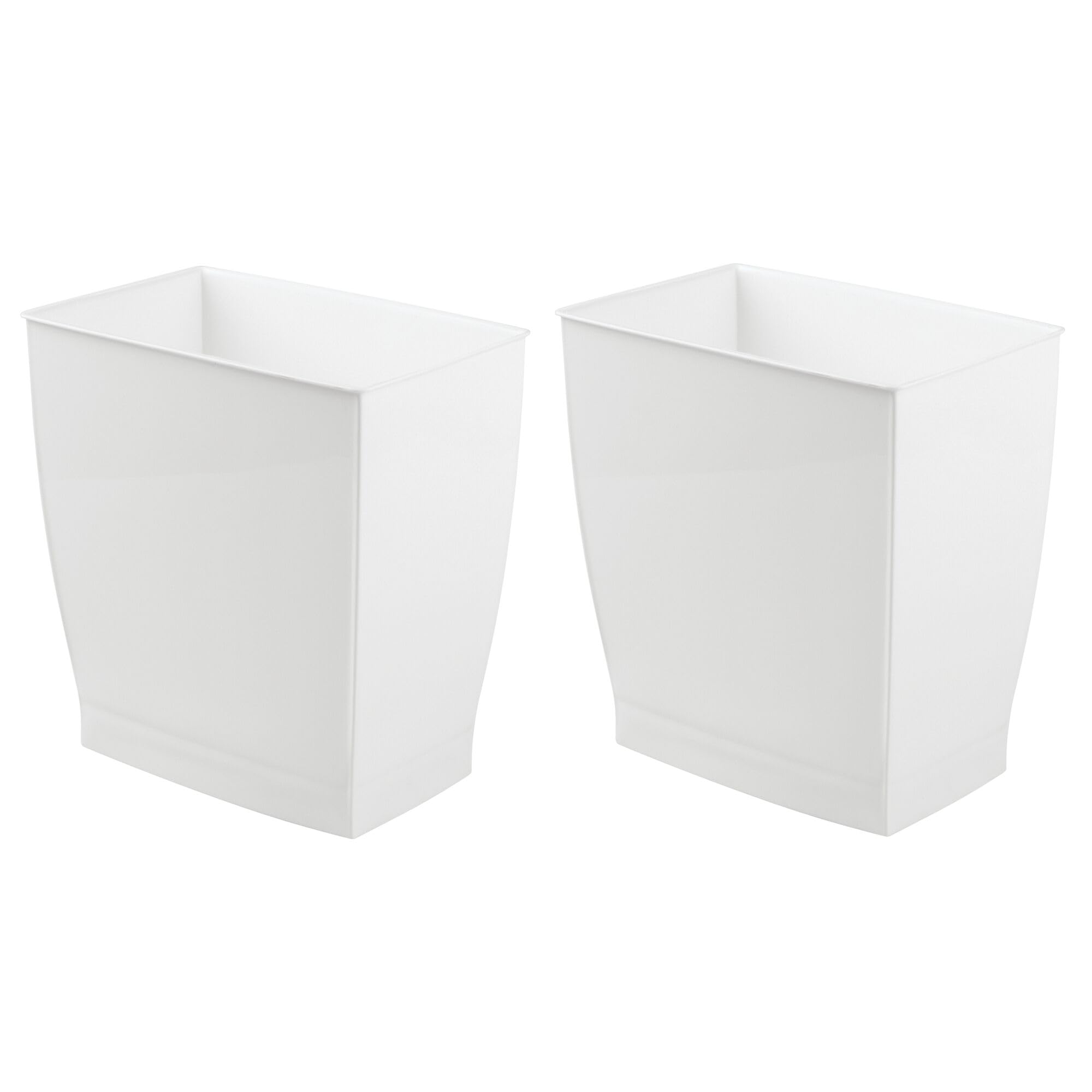 iDesign Small Plastic Bathroom Trash Can, Slim Rectangle Garbage Bin — Pack of 2