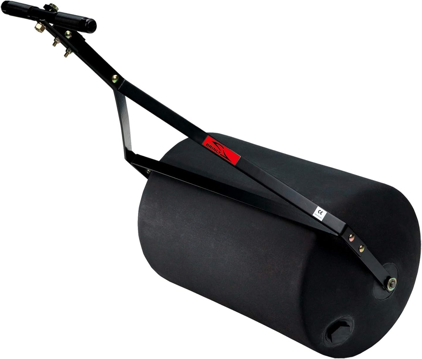 Brinly 270 lb. Combination Push/Tow Poly Lawn Roller with Easy-Turn Tethered Plug, 18 by 24" - Matte Black