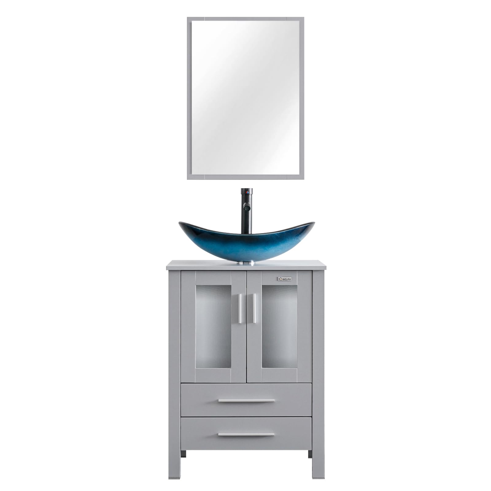 eclife 24" Gray Bathroom Vanity with Vessel Sink