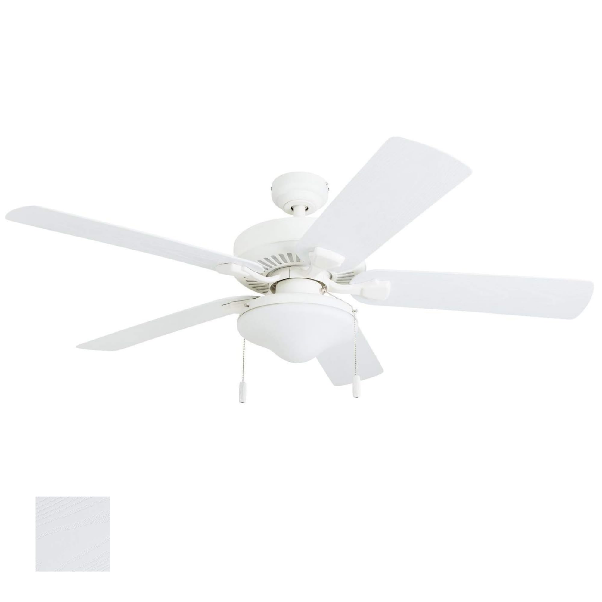 Honeywell Ceiling Fans Belmar 52 Inch Ceiling Fan With Light, Indoor/Outdoor Ceiling Fan with Pull Chain, LED Tri-Mount 5 Blade Design, ETL Damp Rated, White (50513-01)