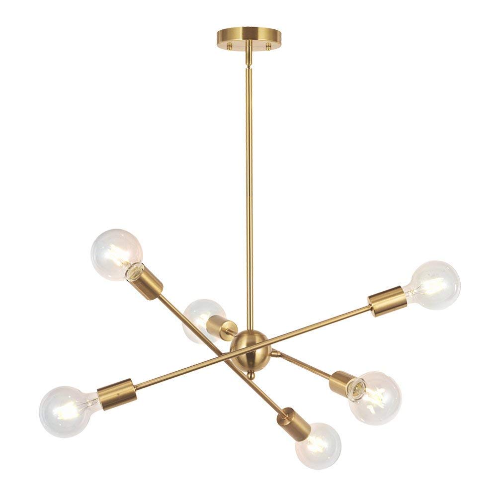 BONLICHT 6-Light Brushed Brass Chandelier
