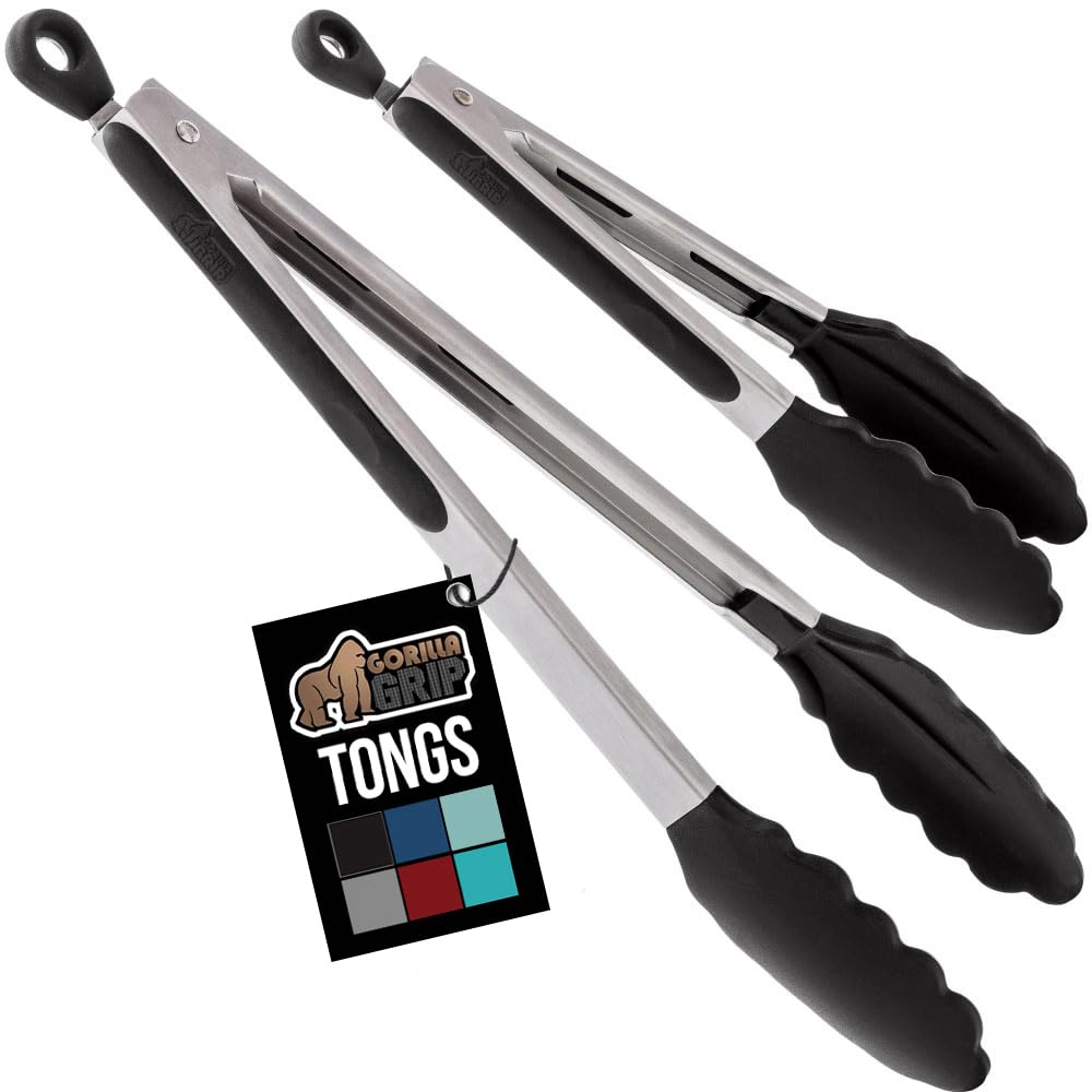 Gorilla Grip Stainless Steel Tongs (7 & 9 in)