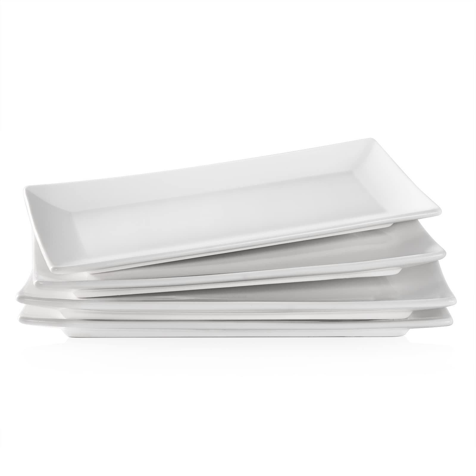LIFVER 10-inch Rectangular Porcelain Plates (Set of 4)