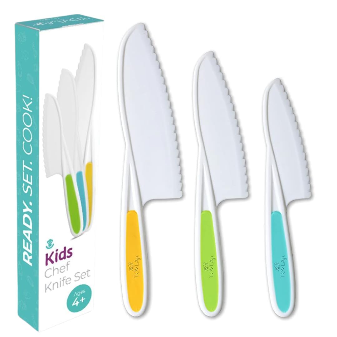 Tovla Jr Kid Safe Knife Gift Set - Montessori Cooking Tools, 3-Piece