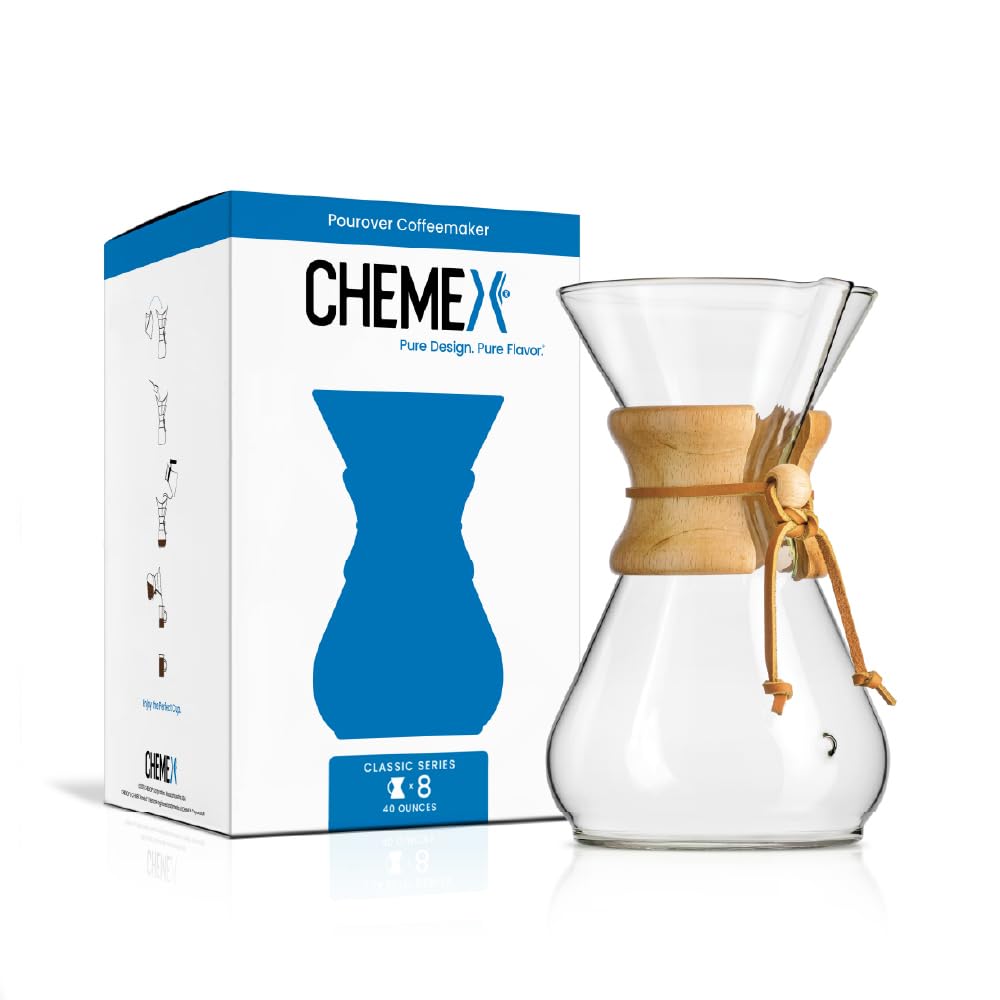 Chemex Pour-Over Glass Coffeemaker - Classic Series - 8-Cup