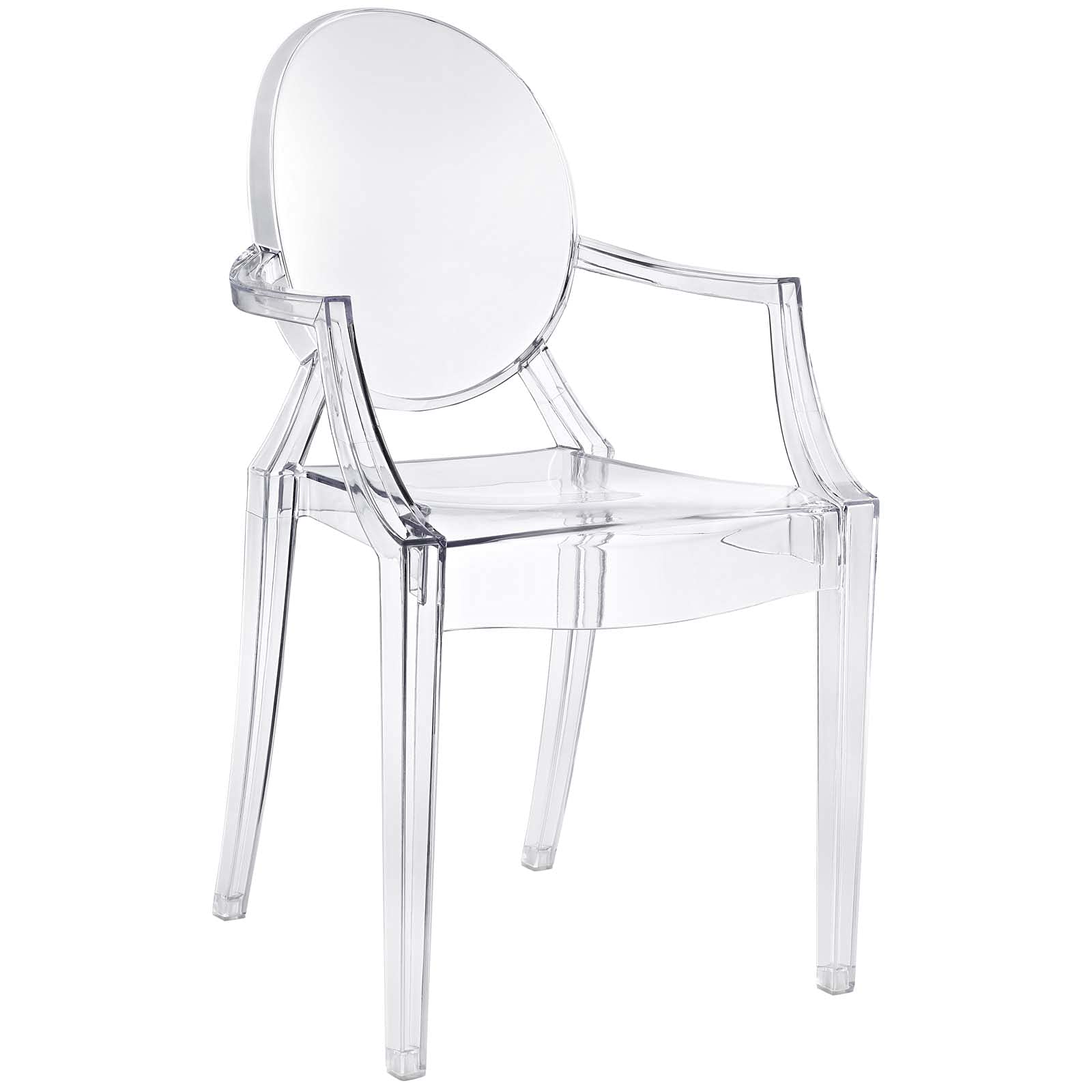 Modway Casper Modern Acrylic Stacking Arm Chair - Fully Assembled (Clear)