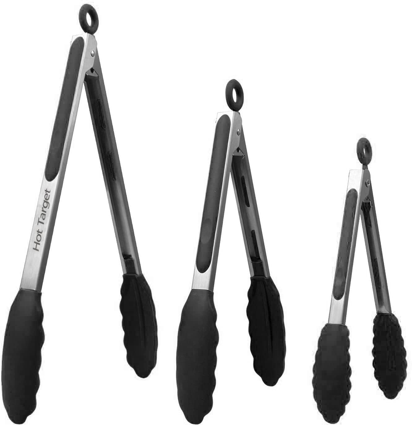 Hot Target Stainless Steel Silicone Tongs (7, 9, 12 in)