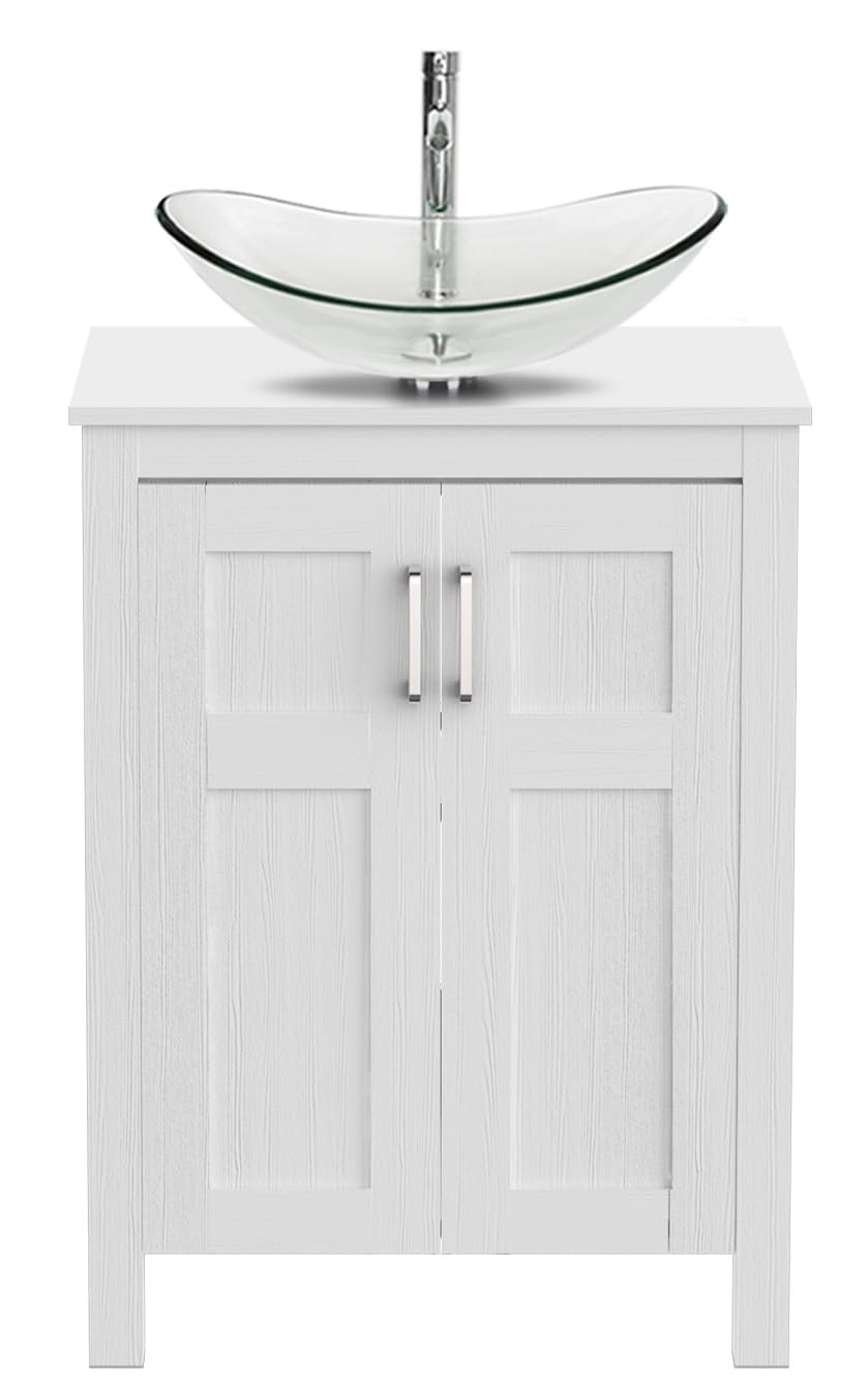 YOURLITE 24" Vanity with Boat Glass Vessel Sink