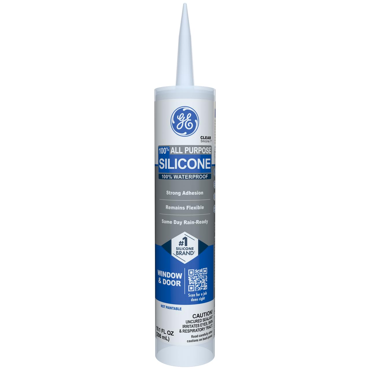 GE All Purpose Silicone Caulk, Clear, 10 fl oz Cartridge, 1 Pack - 100% Waterproof Silicone Sealant, Stronger Adhesion, Freeze & Sun Proof Clear 1 Pack