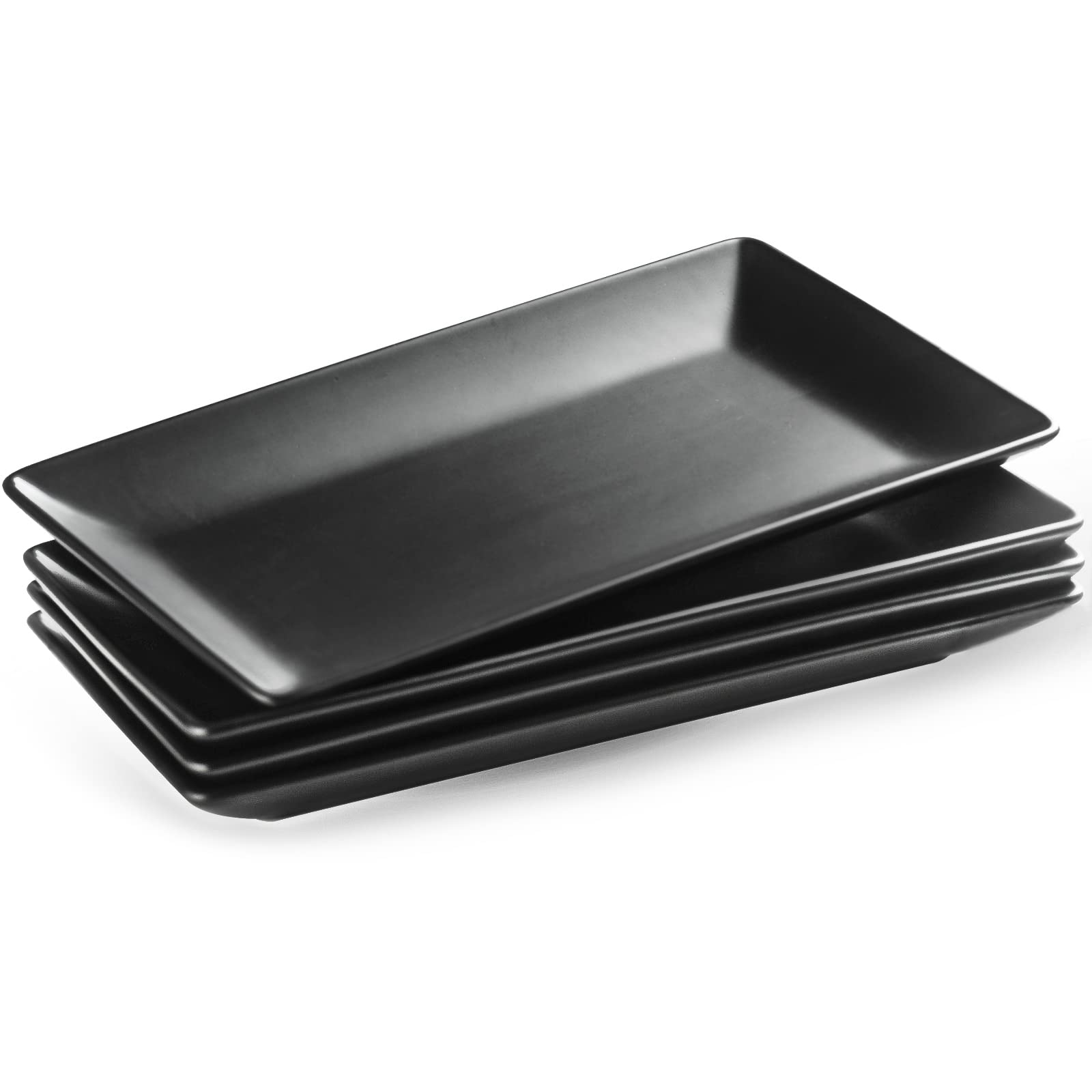 YHOSSEUN 9.8" Matte Black Rectangular Platters (Set of 4)