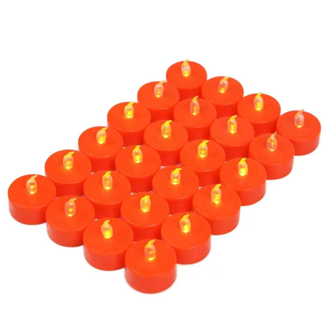 Battery LED Tea Lights 24‑Pack (Orange)