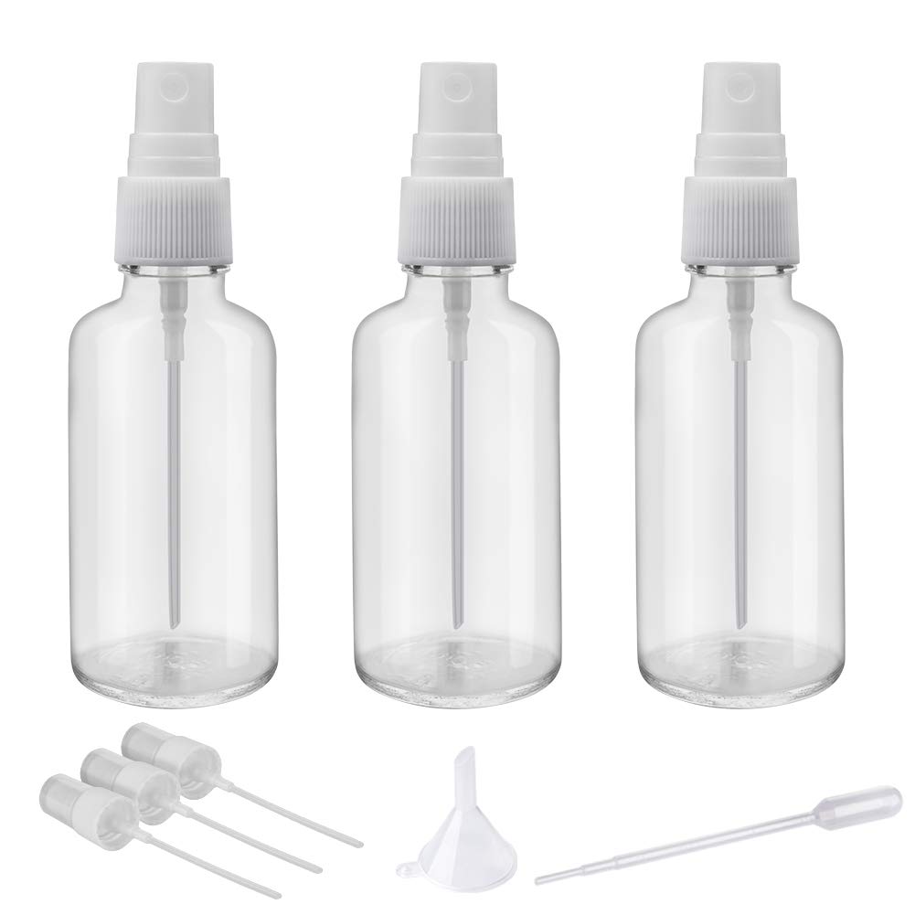 Hydior Clear Glass Spray Bottles (2 oz, Set of 3)