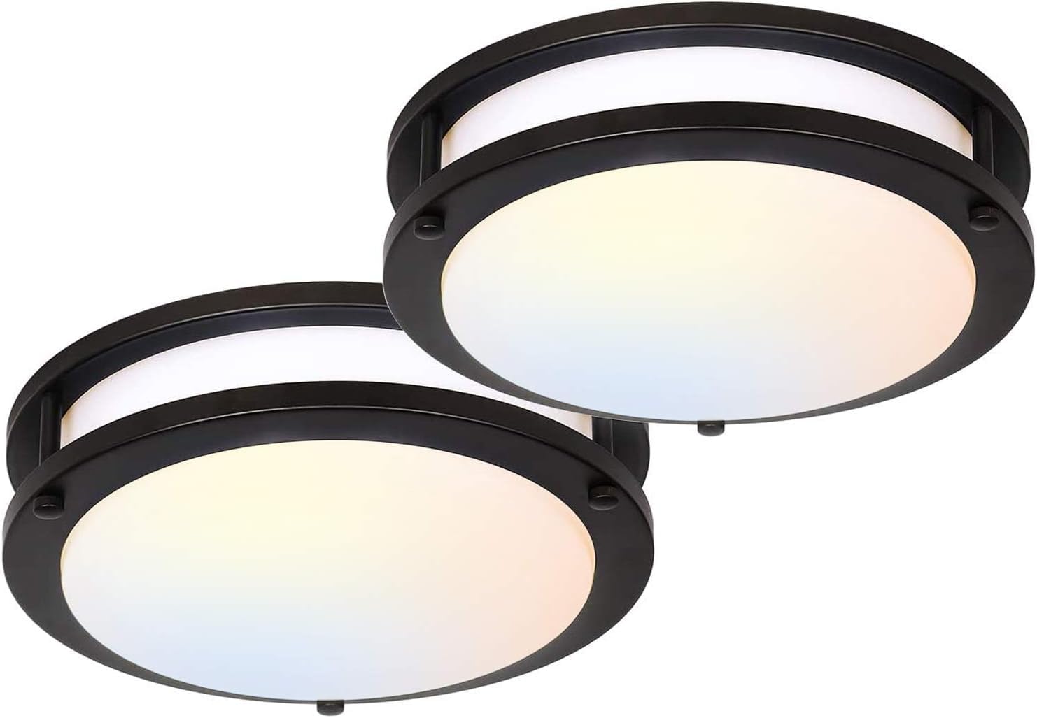 hykolity 13 inch Flush Mount LED Ceiling Light Fixture, 2700K/3000K/3500K/4000K/5000K Adjustable Ceiling Lights, Oil Rubbed Bronze Saturn Dimmable Lighting for Bathroom Kitchen, ETL Listed - 2 Pack Oil-Rubbed Bronze 13 inch