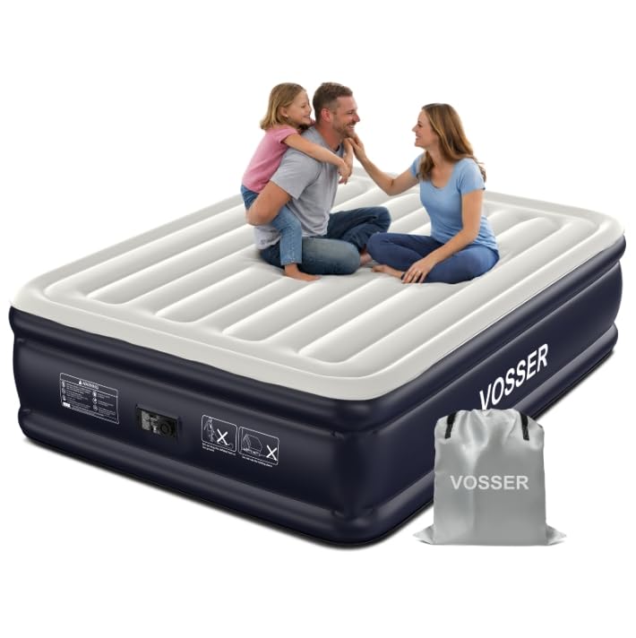 VOSSER 18" Queen Air Mattress with Built‑in Pump