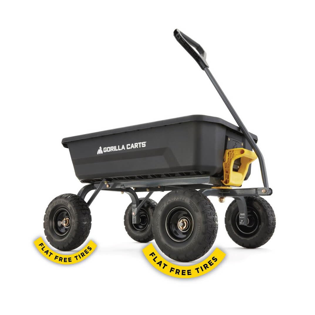 Gorilla Carts Heavy-Duty Dump Cart — 600 lb Capacity, No-Flat 10-Inch Tires