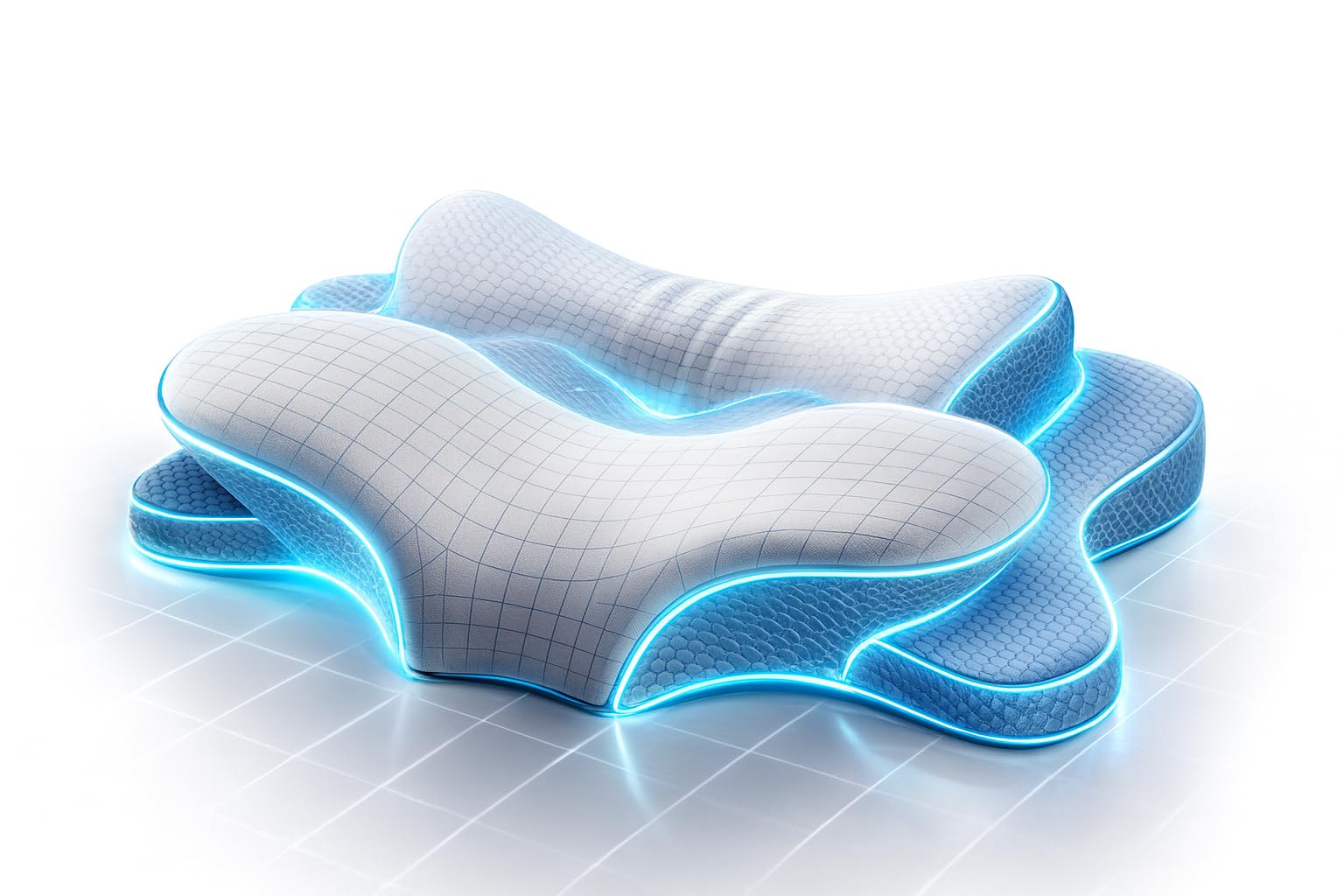 Cervical Neck Pillow - Memory Foam Pillow for Pain Relief Sleeping, Ergonomic Neck Support Contour Pillows for Side Back Stomach Sleepers (Butterfly Blue White)