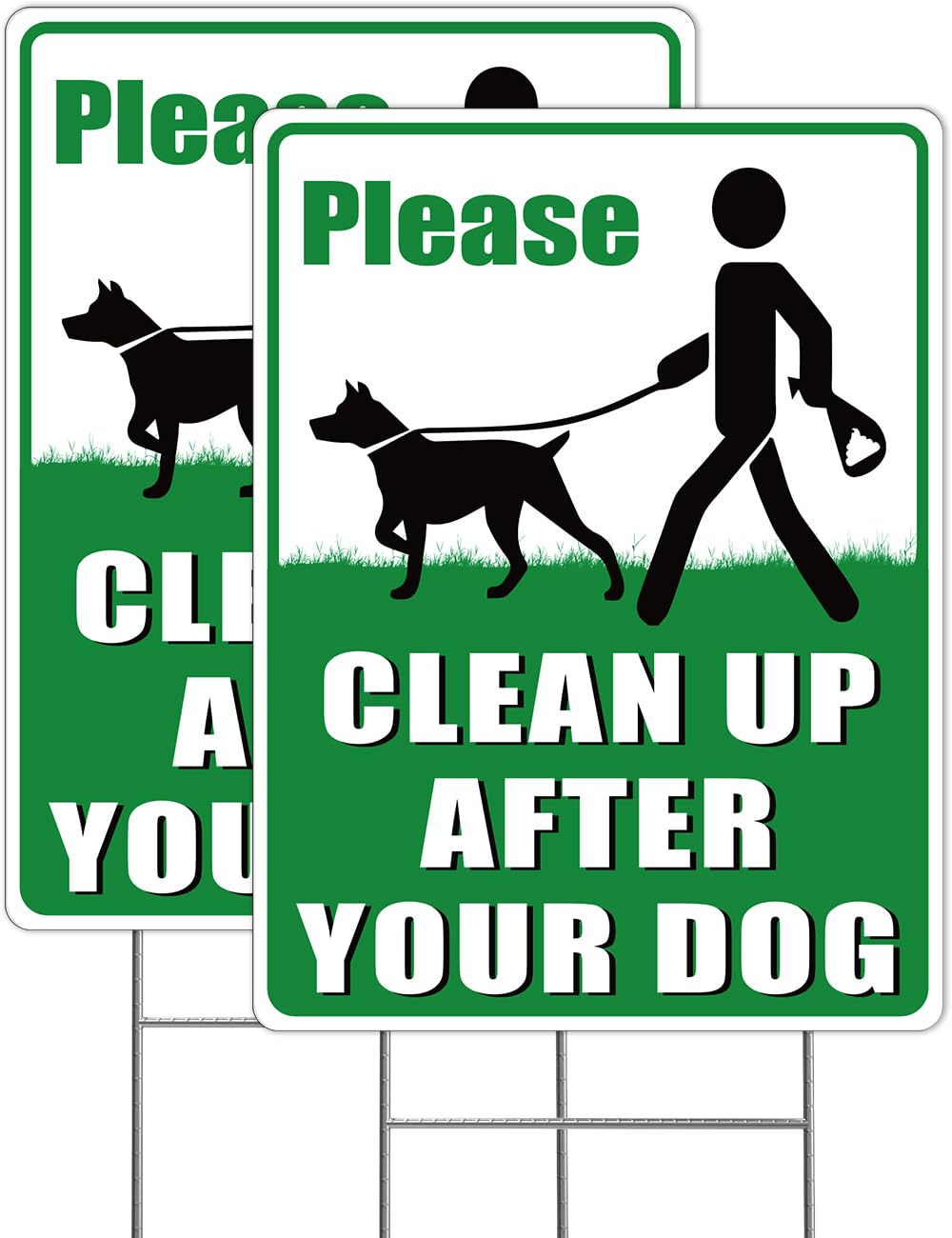 Clean Up After Your Dog Lawn Signs (2-Pack)