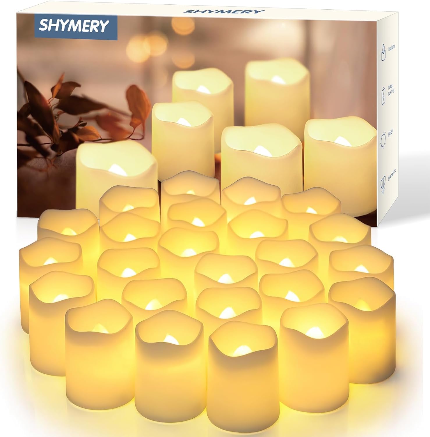 SHYMERY Flameless Votive Candles (24-Pack)