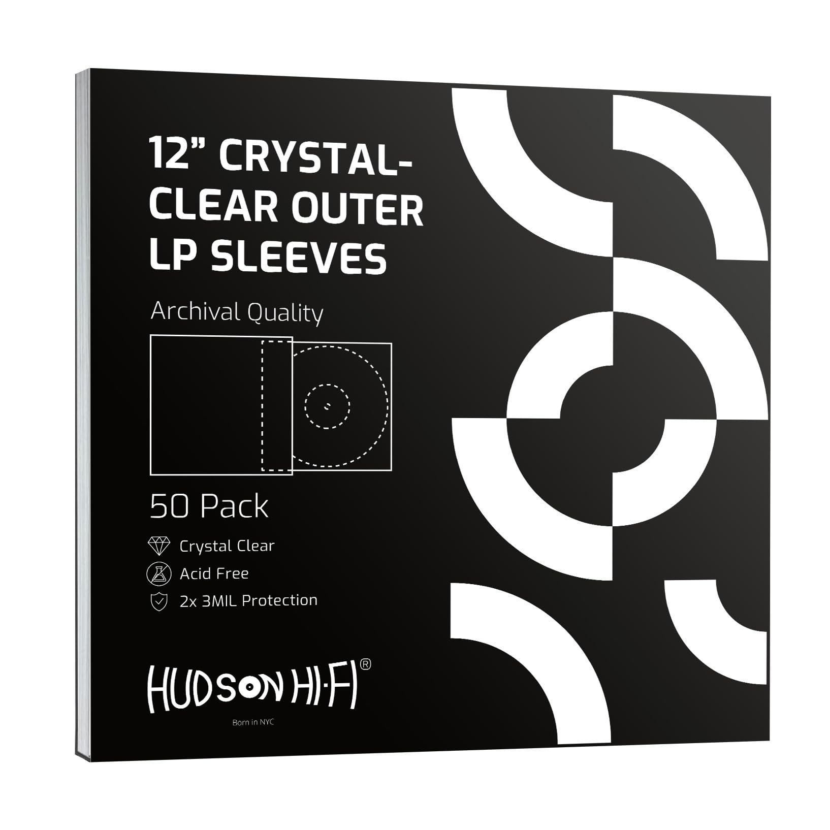 Hudson Hi‑Fi Anti‑Static Polypropylene LP Outer Sleeves (50)