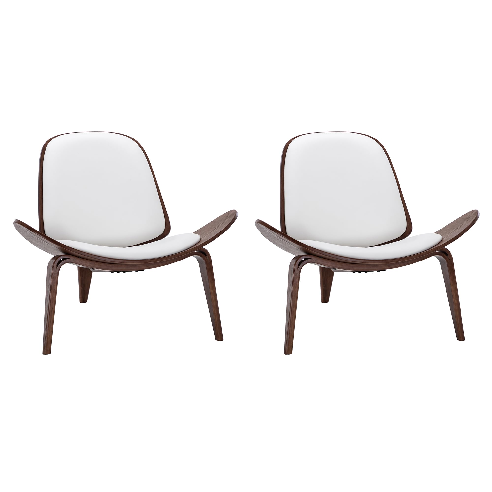 BELLEZE Faux Leather Shell Chairs (Set of 2)