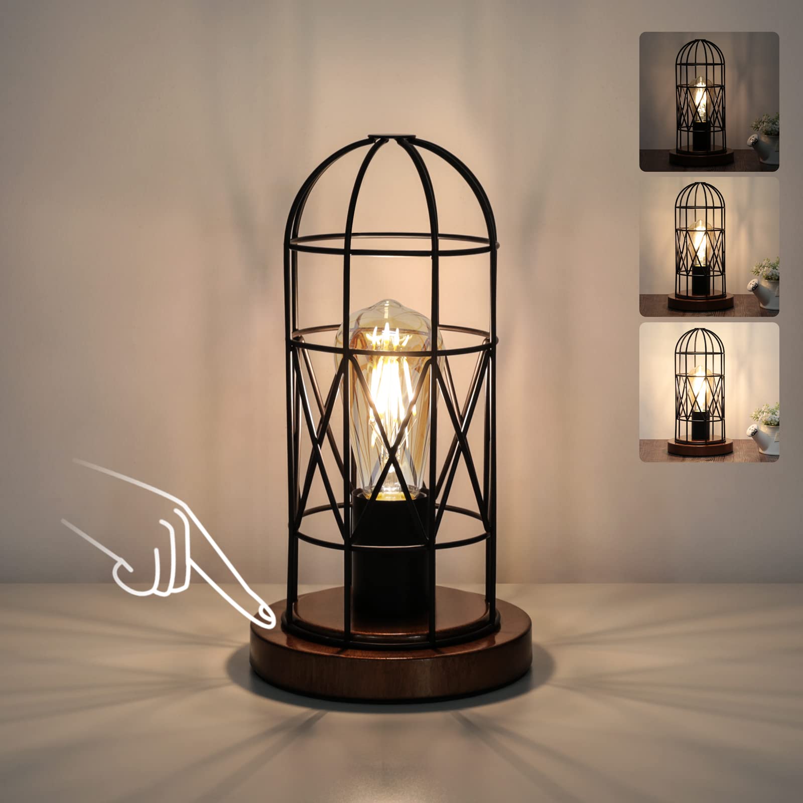 Industrial Cage Touch Bedside Lamp