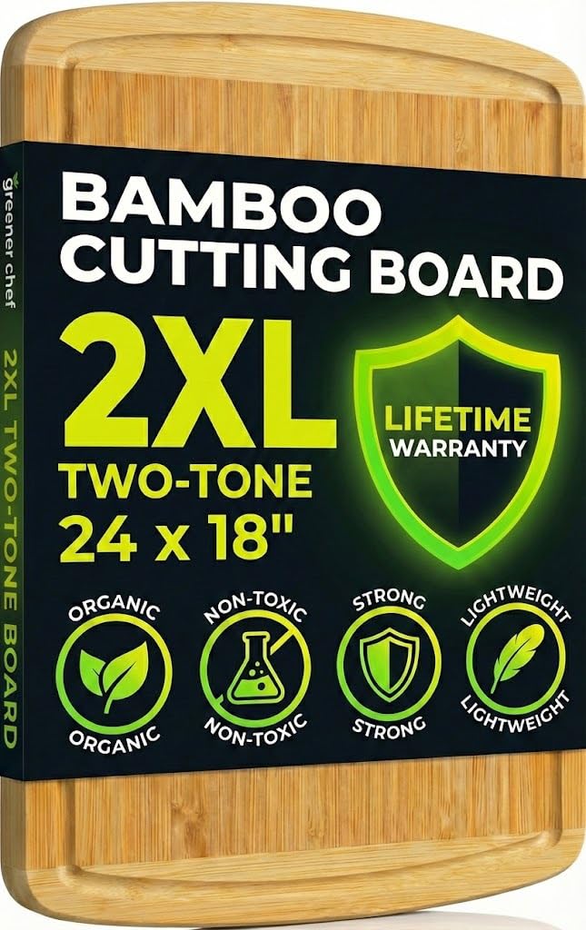 GREENER CHEF 24" Bamboo XXL Cutting Board