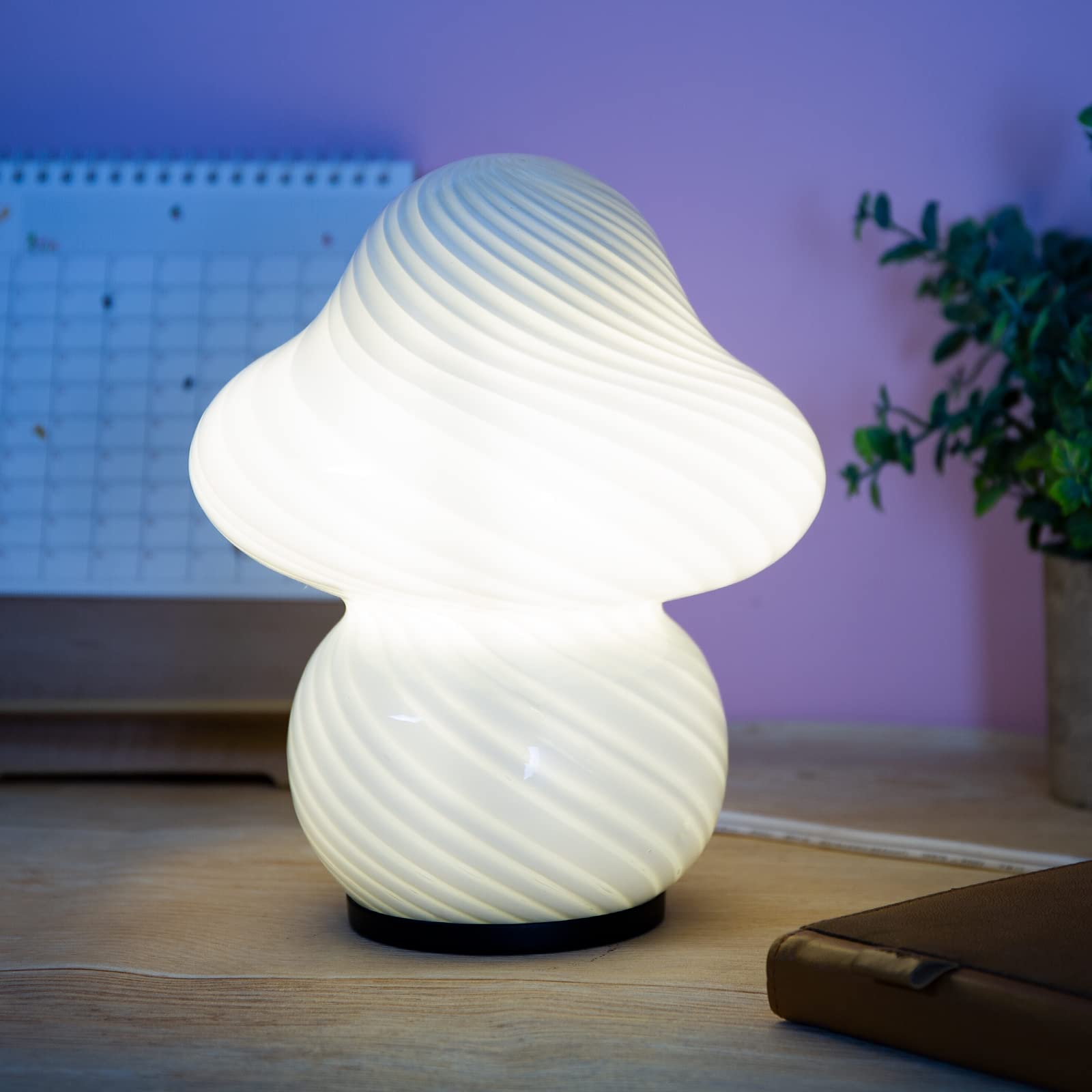 COOSA Mushroom Lamp (White Striped Glass)