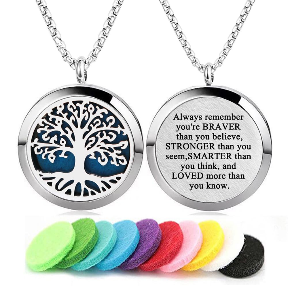 Aromatherapy Essential Oil Diffuser Necklace — Tree of Life Pattern